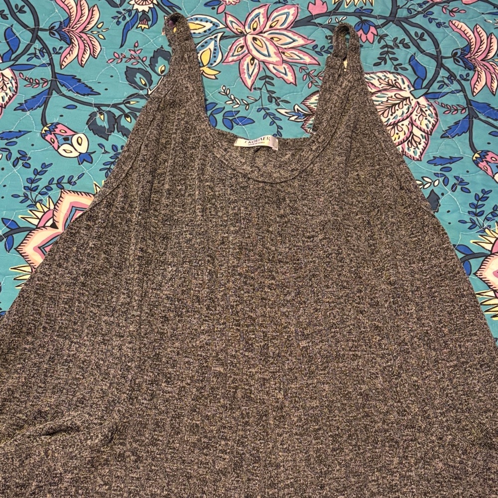 Gray Women's ribbed cotton slouchy jumper size large with 2 front pockets